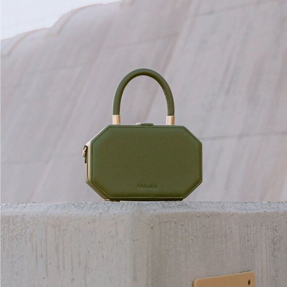 Noiranca Sage Green Vegan/Faux Leather Amanda Bag Purse Geometric Shape - Picture 3 of 5